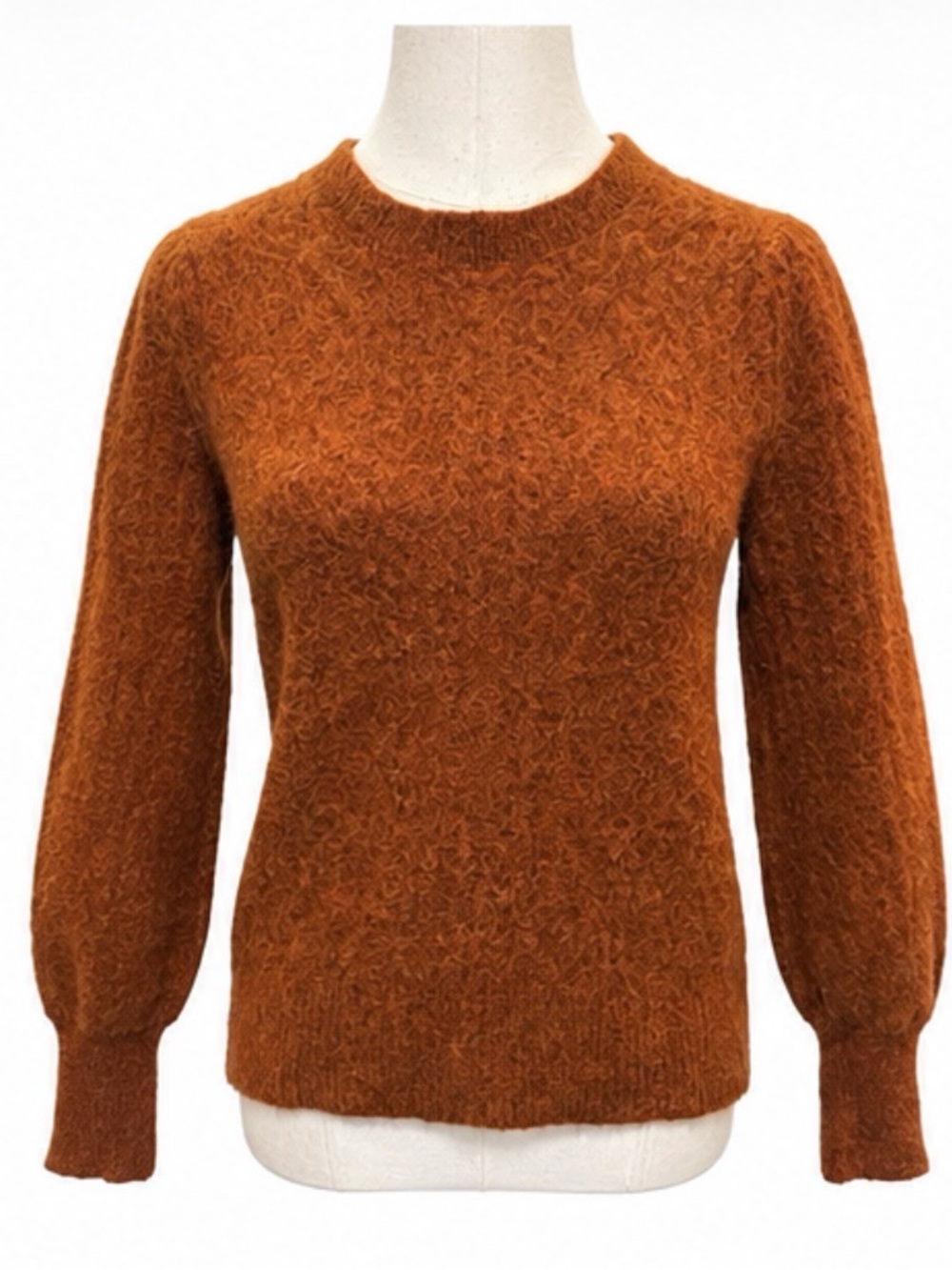 Banana Republic Alpaca Wool Blend Puff Sleeve Sweater Rust Brown Women’s Medium